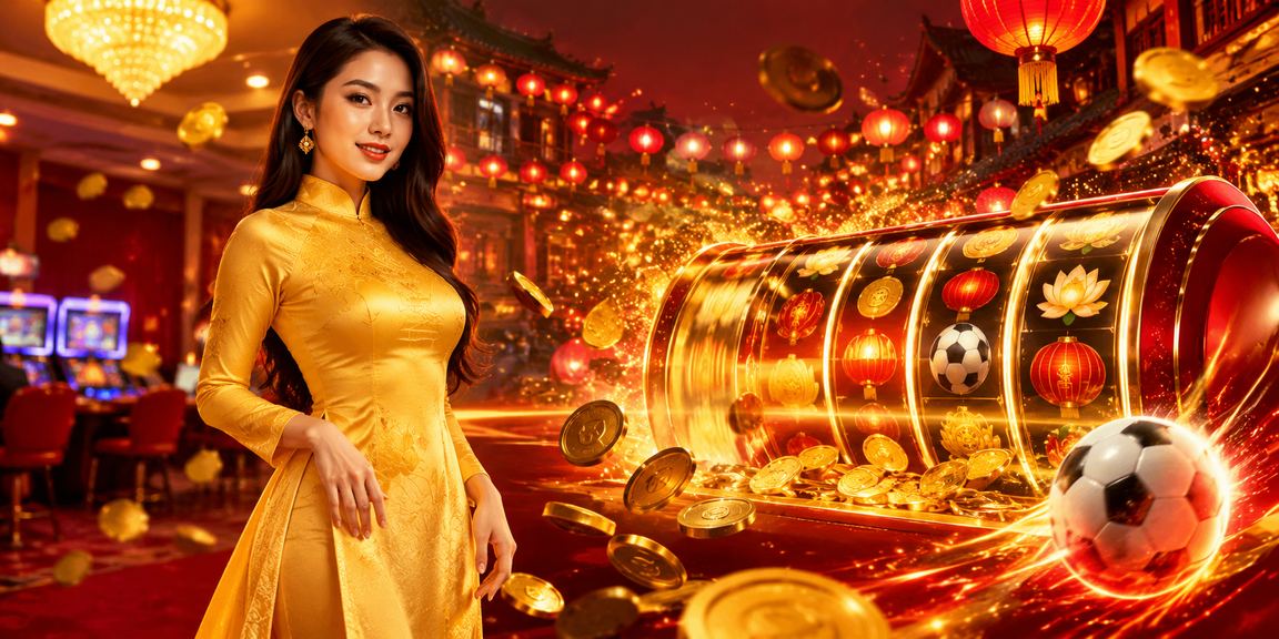 Cô gái mặc áo dài chơi slot game trên điện thoại tại Hội An